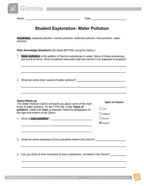 Water Pollution Gizmo Answers Epub