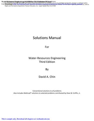 Water Resources Engineering David Chin Solution Manual Reader