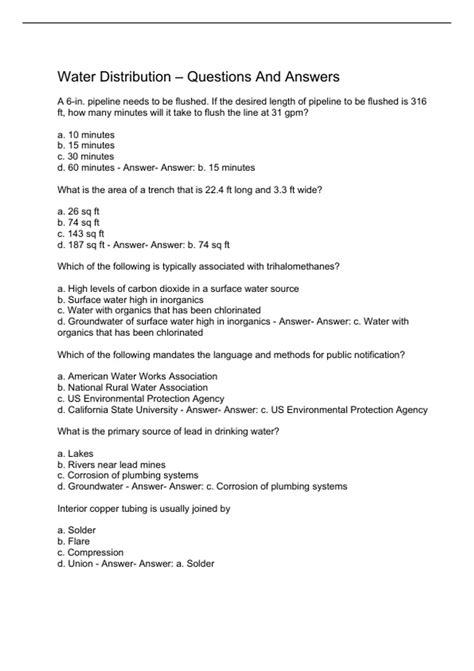 Water Test Questions And Answers Epub