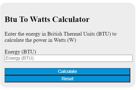 Wattage to BTU Calculator: Convert Electrical Power to Thermal Energy with Ease