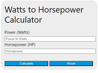 Watts to HP Calculator: Convert Electrical Power to Horsepower Effortlessly