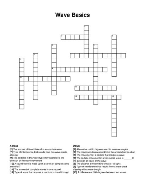 Wave Basics Crossword Answers Reader