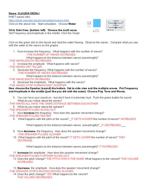 Wave Lab Phet Waves Simulation Answer Key Doc