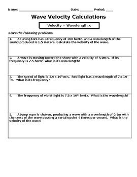 Wave Velocity Calculations Answer Key Reader