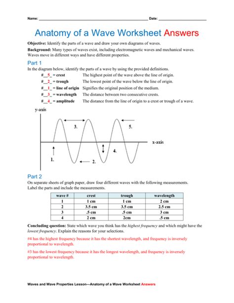 Wave Worksheets With Answers Doc