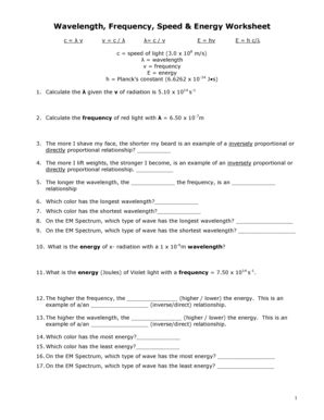 Wavelength Frequency Speed And Energy Answer Key Kindle Editon