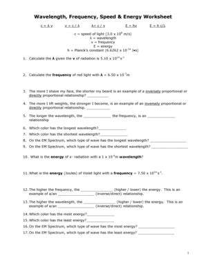 Wavelength Frequency Speed And Energy Answer Key Kindle Editon