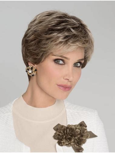 Wavy 100% Hand-tied Brown Short Classic Lady Wig