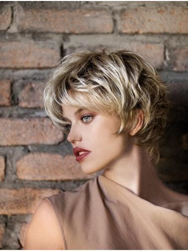 Wavy Blonde 8" Boycuts Monofilament Short Wig