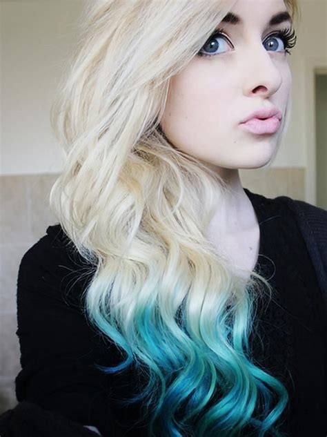 Wavy Blonde to Blue Human Hair Ombre Wigs