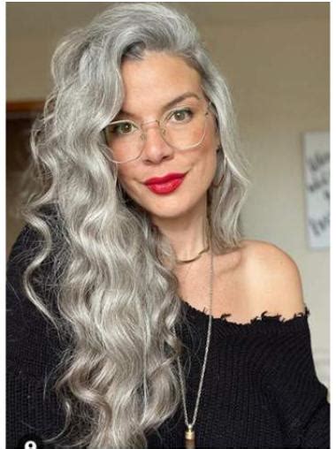 Wavy Layered 18" Grey Long Hair Wigs