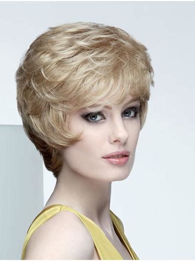 Wavy Short Blonde Synthetic Boycuts Mono Wig