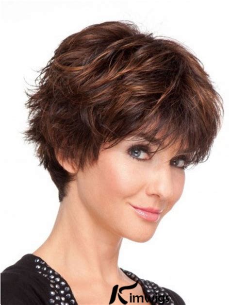 Wavy Short Wigs Monofilament Wavy Remy Human Hair 10" Wigs