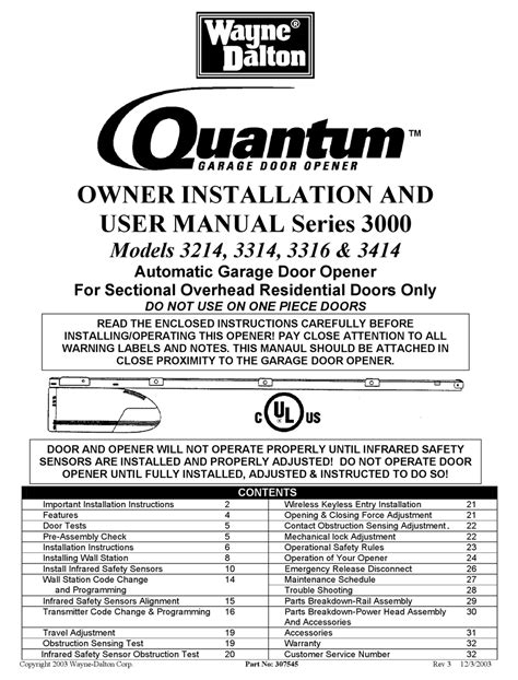 Wayne Dalton Quantum 3213 Owners Manual Ebook Epub
