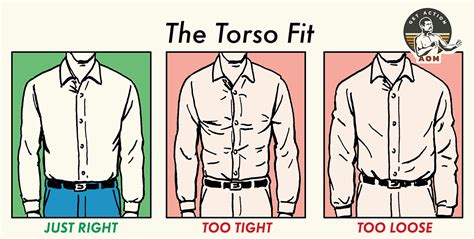 Wearing a shirt that is too tight or too loose.