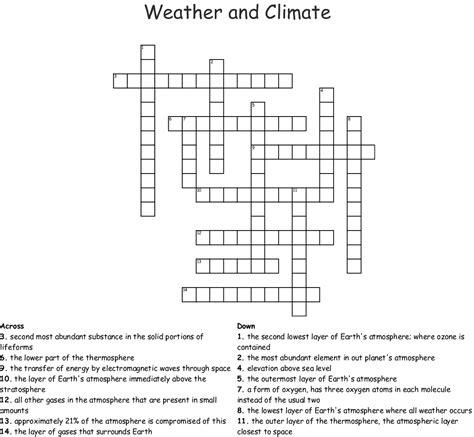 Weather And Climate Crossword Answers Reader