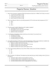 Weather Regents Review Answers Reader