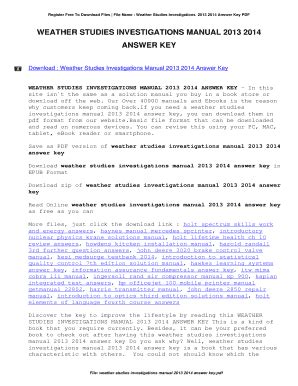 Weather Studies Investigations Manual 2013 2014 Answer Key Epub