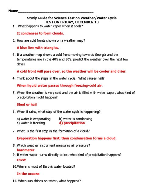 Weathercycler Study Activity Answers PDF