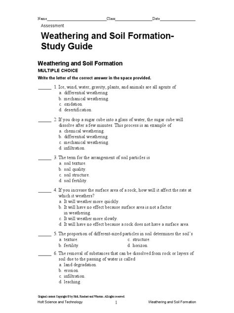 Weathering And Soil Formation Guided Reading Study Answers Epub