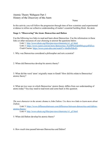 Webquest The Atom Answer Key Epub