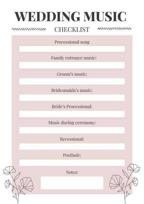 Wedding Dj Checklist Template