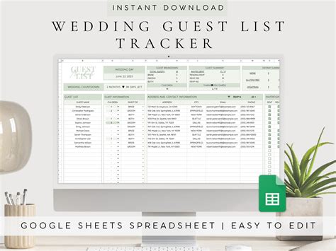 Wedding Guest List Spreadsheet Template