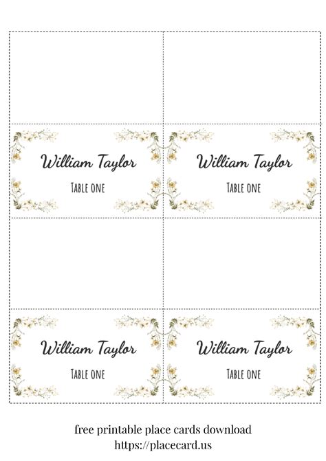 Wedding Place Cards Template