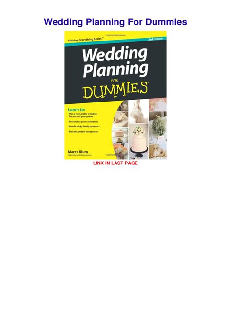 Wedding Planning for Dummies 3rd Edition Epub