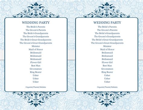 Wedding Program Templates For Word