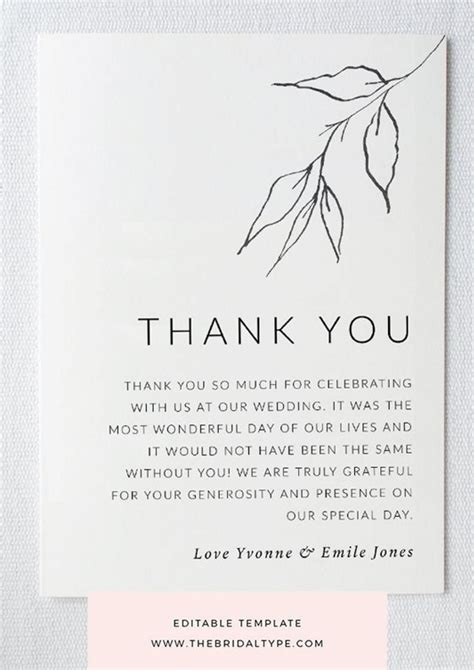 Wedding Thank You Template Wording
