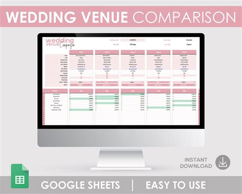 Wedding Venue Google Sheet Template