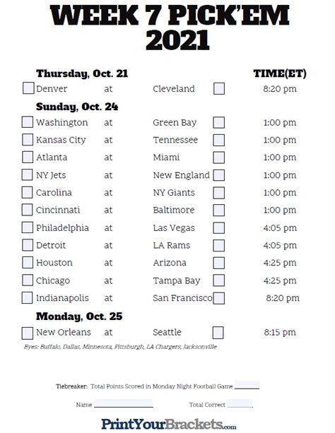 Week 7 Predictions: A Statistical Smorgasbord