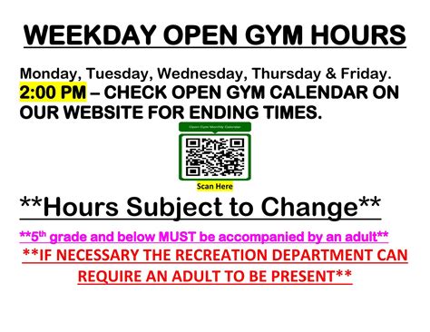 Weekday Gym Hours