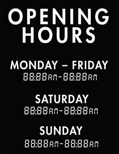 Weekday Operating Hours: