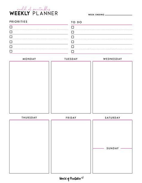 Weekly Agenda Templates