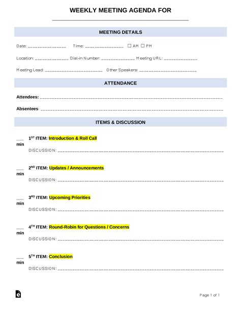 Weekly Meeting Template