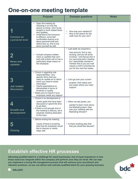 Weekly One On One Meeting Template