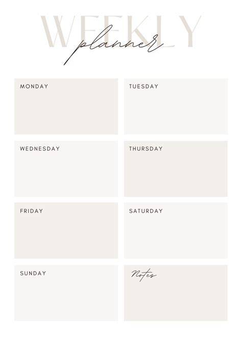 Weekly Planner Template Aesthetic