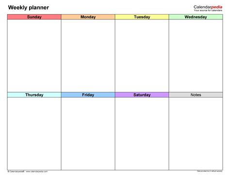 Weekly Planner Template Word Free Download