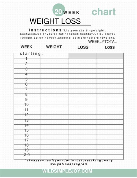 Weekly Weight Loss Tracker Template Free