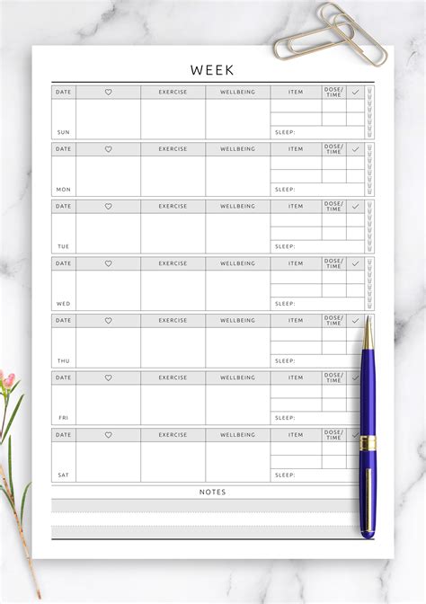 Weekly Workout Plan Template
