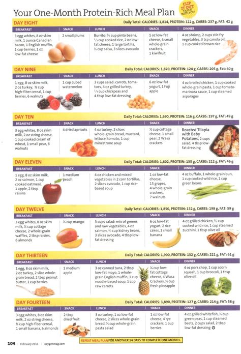 Weight Loss Protein Diet Chart
