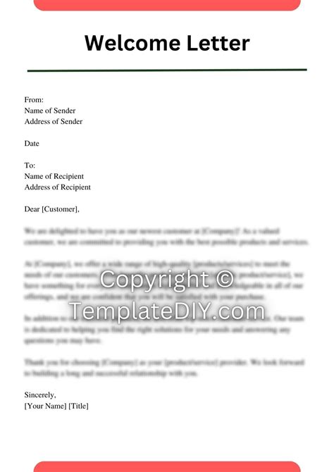 Welcome Letter Template For New Customer
