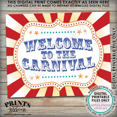 Welcome To The Carnival Printable Sign