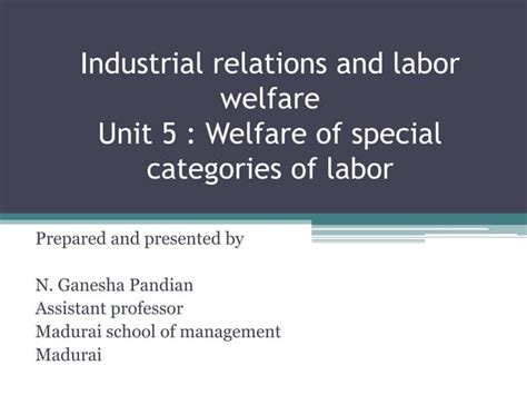 Welfare of Special Categories of Labour Doc