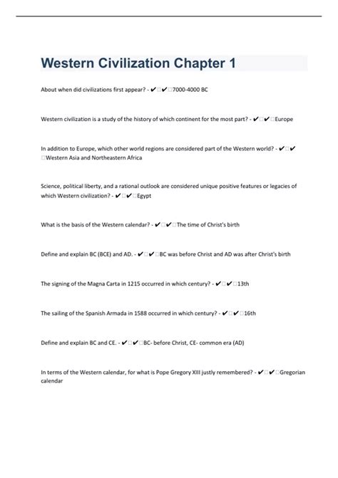 Western Civilization Multiple Question And Answer Doc