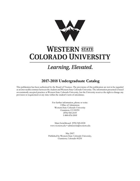 Western Colorado University Course Catalog