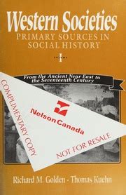 Western Societies Primary Sources I Social History Kindle Editon