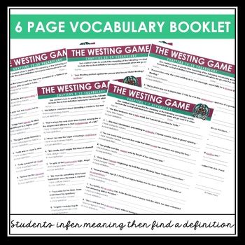 Westing Game Vocabulary Packet Answers Key Doc